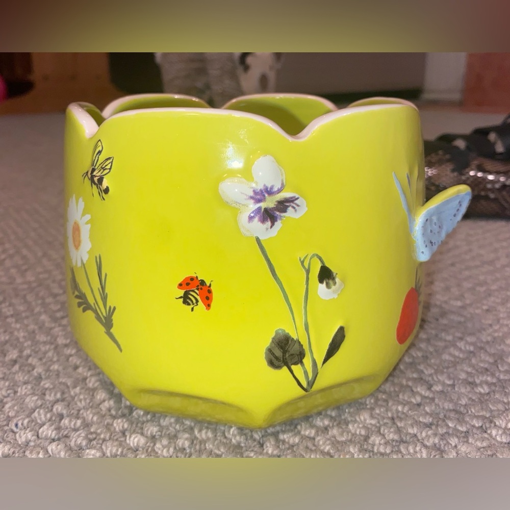 ANTHROPOLOGY GREEN FLORAL BUTTERFLY BOWL